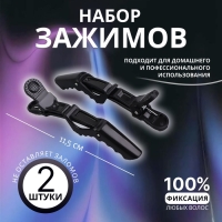 Набор зажимов для волос, 11,5 см, 2 шт, цвет чёрный Набор зажимов для волос, 11,5 см, 2 шт, цвет чёрный