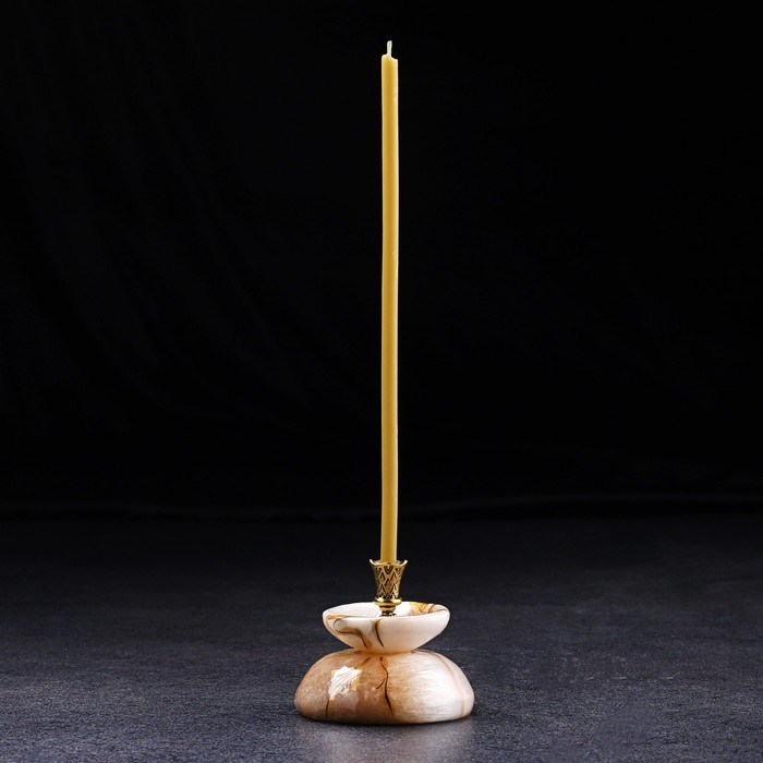 Подсвечник "Церковный №1", круглый с чашкой, 4х5,5 см, селенит, микс