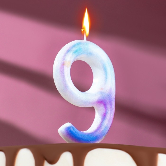 Свеча в торт на шпажке Свеча в торт на шпажке "Звездопад", цифра 9, 9 см, ГИГАНТ
