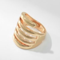 Кольцо металл &laquo;Тренд&raquo; пять линий, цвет золото, размер 18