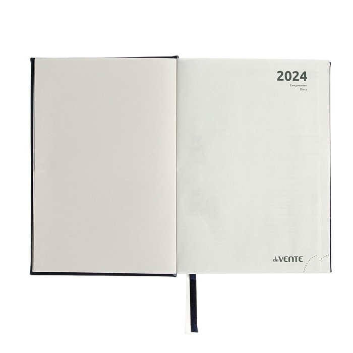 Ежедневник датированный 2024 A5 176 листов, deVENTE.Symbol, твёрдая обложка из искусственной кожи, тиснение фольгой, ляссе, кремовый блок 70 г/м2, синий Ежедневник датированный 2024 A5 176 листов, deVENTE.Symbol, твёрдая обложка из искусственной кожи, тиснение фольгой, ляссе, кремовый блок 70 г/м2, синий