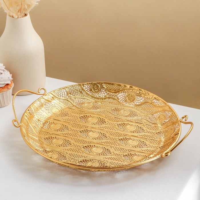 Поднос &laquo;Ренессанс&raquo;, 35&times;30,5&times;3,5 см, цвет золотой