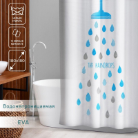 Штора для ванной Доляна &laquo;Капли&raquo;, 180&times;180 см, EVA