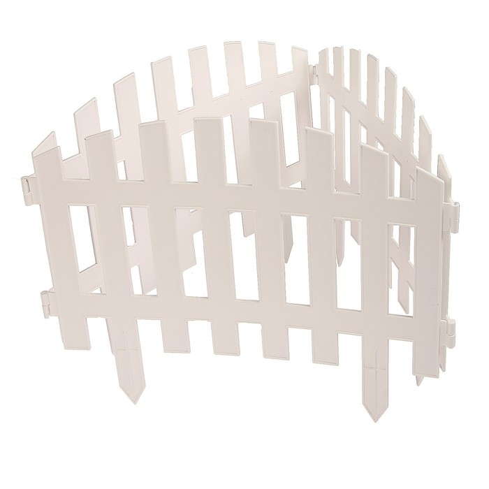 Ограждение декоративное, 35 &times; 210 см, 5 секций, пластик, белое, RENESSANS, Greengo