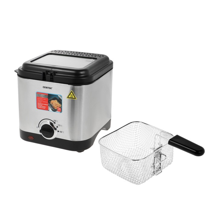 Фритюрница Centek CT-1430, 900 Вт, 1.5 л , антипригарная чаша, серебристая Фритюрница Centek CT-1430, 900 Вт, 1.5 л , антипригарная чаша, серебристая