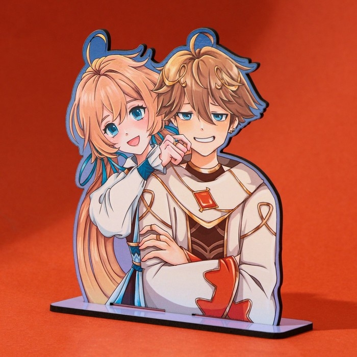 Фигурка аниме &laquo;Близнецы&raquo;, 11,4 х 14 см, дерево