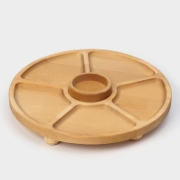 Подарочный набор деревянной посуды Adelica «Фортуна», менажница на ножках с соусницей, d=30 см, 70 мл, берёза Подарочный набор деревянной посуды Adelica «Фортуна», менажница на ножках с соусницей, d=30 см, 70 мл, берёза