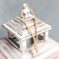 Подсвечник дерево на 1 свечу "Ромб на фонарике" коричневый состаренный 40х20х17 см