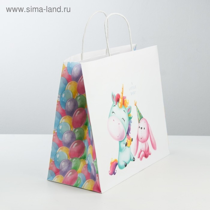 Пакет подарочный крафт, упаковка, &laquo;Малыши&raquo;, 32 х 28 х 15 см