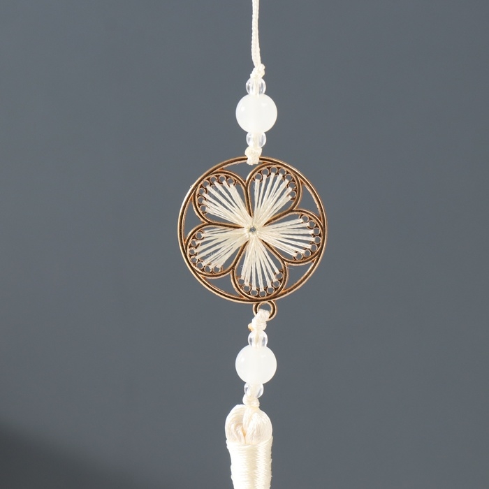 Подвеска текстиль, металл Подвеска текстиль, металл "Цветок в оправе" сливочная 1х3х19,5 см