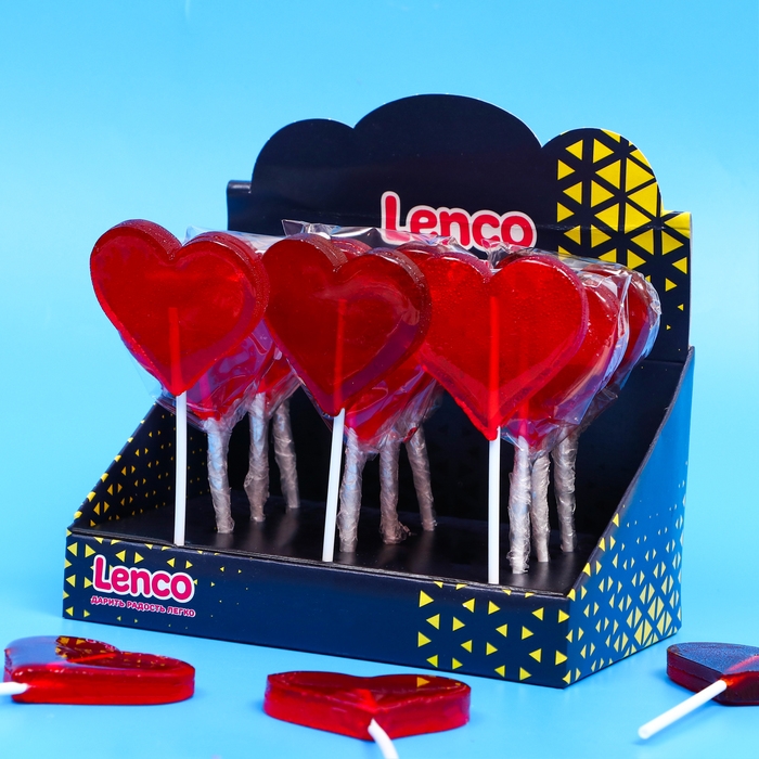 Новый год. Карамель леденцовая Lenco, &laquo;Сердечко&raquo; со вкусом клубники, 40 г