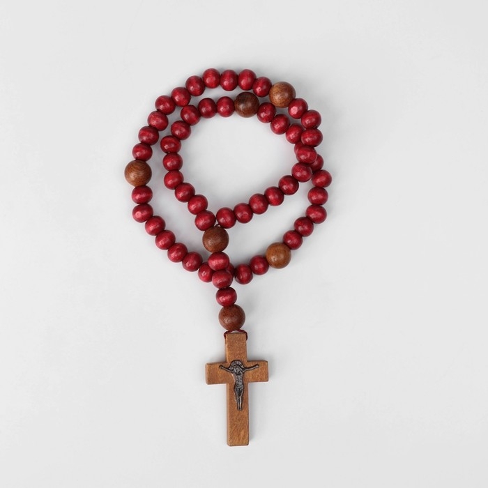 Чётки деревянные «Православные» 50 бусин через шарик, цвет бордово-коричневый Чётки деревянные «Православные» 50 бусин через шарик, цвет бордово-коричневый