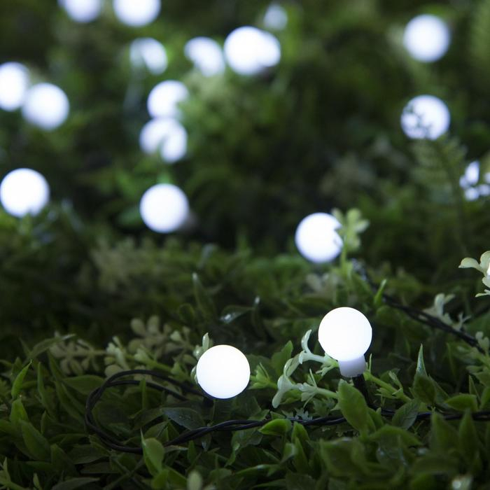 Гирлянда &laquo;Нить&raquo; 4.5 м с насадками &laquo;Шарики&raquo;, IP44, тёмная нить, 30 LED, свечение белое, 2 режима, солнечная батарея