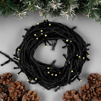Гирлянда &laquo;Нить&raquo; 10 м, IP44, УМС, тёмная нить, 72 SMD-LED, свечение тёплое белое, 220 В