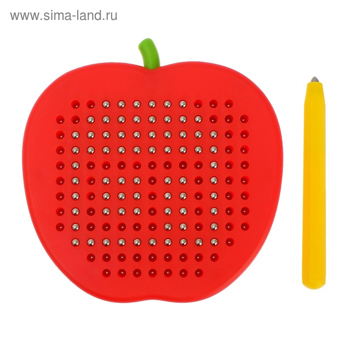 Планшет обучающий &laquo;Магнитное яблоко&raquo;, маленький, 142 шарика, 5 карточек, цвет красный