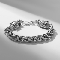 Браслет мужской &laquo;Брутал&raquo; волки, цвет чернёное серебро, 22 см