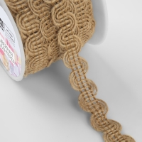 Тесьма декоративная холщовая &laquo;Волна&raquo;, 10 мм, 10 &plusmn; 0,5 м, цвет бежевый