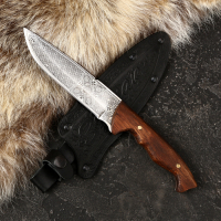 Нож кавказский, туристический "Зодиак" с ножнами, сталь - 40х13, вощеный орех, 14.5 см