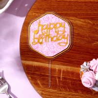 Набор для украшения: топпер &laquo;С днём рождения&raquo; 1 шт, кольцо для салфеток 1 шт, МИКС