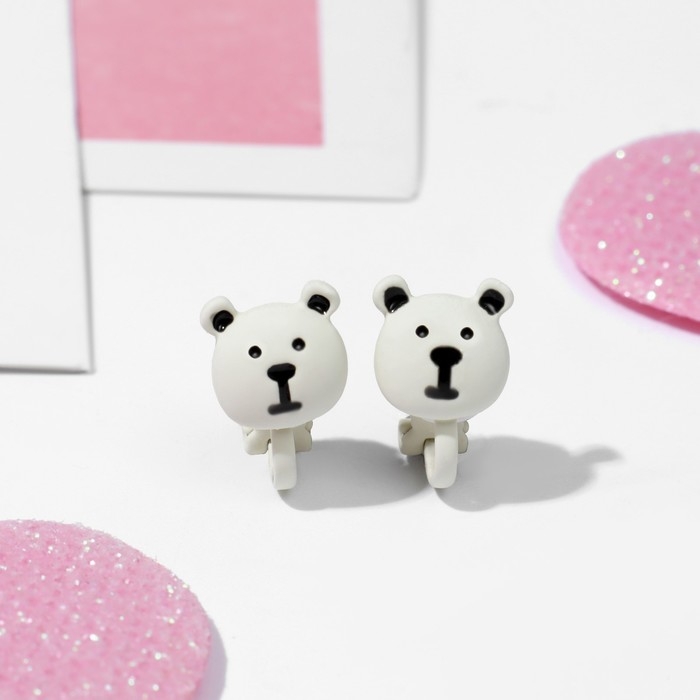 Клипсы детские &laquo;Выбражулька&raquo; мишки, цвет чёрно-белый