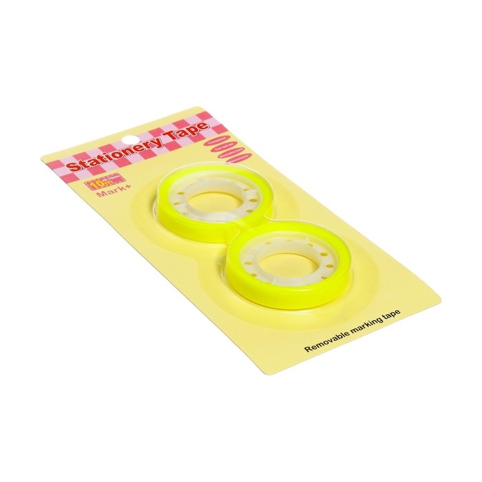 Набор 2 штуки, клейкая лента текстовыделительная (отклеиваемая) 75 мм х 10м, зелёный флуоресцентный