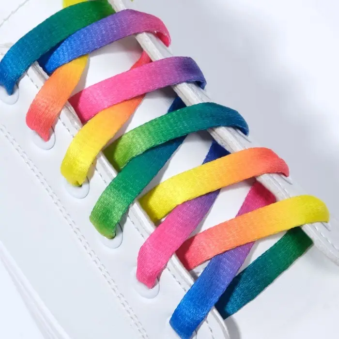 Шнурки для обуви, пара, плоские, 8 мм, 120 см, разноцветные