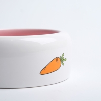 Миска керамическая "Заяц" 200 мл, 11 x 4,6 cм, белая/розовая