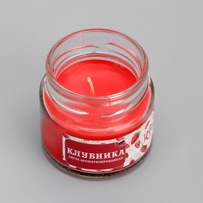 Свеча в банке ароматизированная "Клубника" 50гр, время горения 13ч