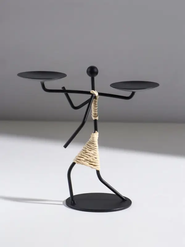 Подсвечник металл на 2 свечи "Абориген с коромыслом" d=6 см 17х8х17 см