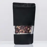 Пакет дой-пак, матовый, чёрный с окном, 12&times;20&times;4 см