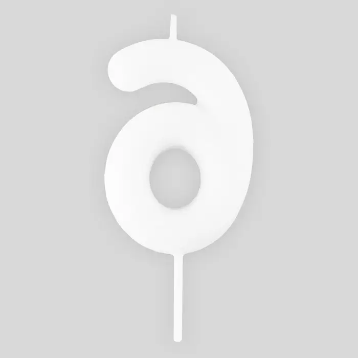 Свеча для торта, цифра &laquo;6&raquo;, светится в темноте, 3,8 х 8 см