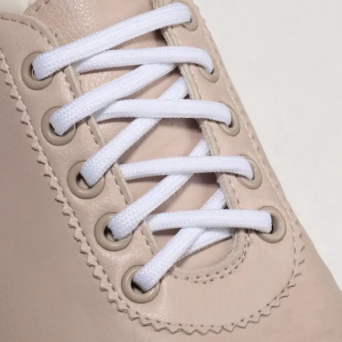 Шнурки для обуви, пара, круглые, d=5 мм, 90 см, белые