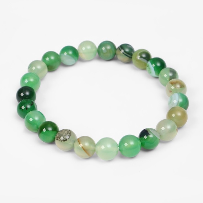 Браслет шар №8 &laquo;Агат зелёный&raquo;, d=6 см