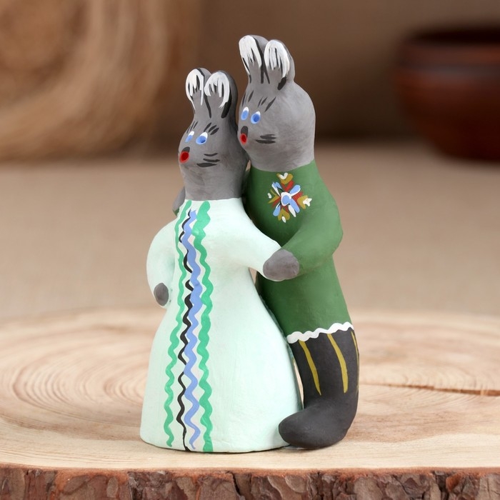 Сувенир &laquo;Парочка зайцев&raquo;, 13,5&times;7&times;7 см, каргопольская игрушка, микс