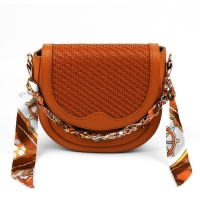 Цепочка с платком для сумки, с карабинами, 9 &times; 14 мм, 40 см, цвет коричневый/золотой