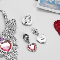 Набор детский &laquo;Выбражулька&raquo; 3 предмета: клипсы, колье, кольцо, сердце, цвет розовый