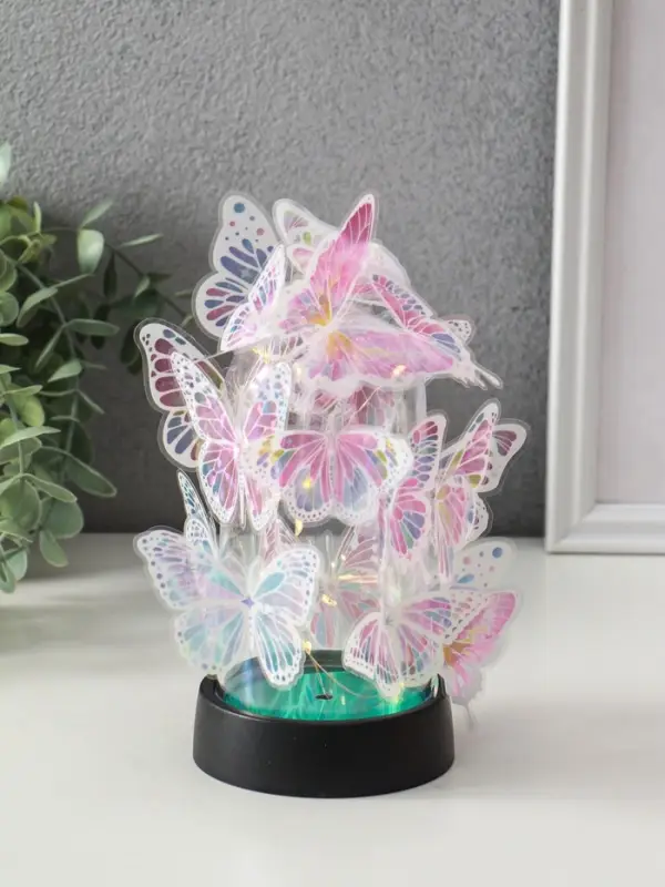 Сувенир пластик "Бабочки на колбе" LED 2хAG13 + наклейки бабочки 8,5х8,5х15 см