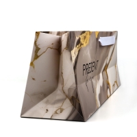 Пакет под бутылку горизонтальный &laquo;Мрамор&raquo;, 36 &times; 10 &times; 13 см