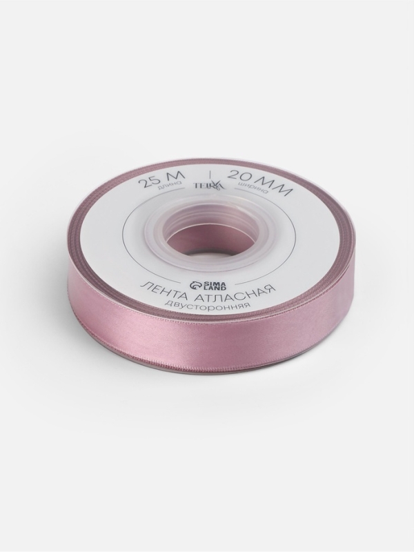 Лента атласная двухсторонняя №165 20мм*25&plusmn;1м пыльная роза TR