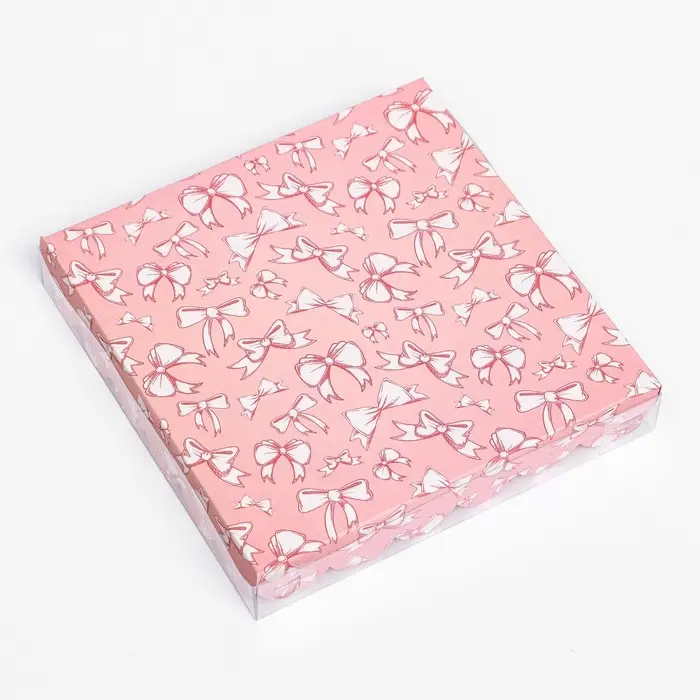 Коробка для печенья, &laquo;Розовый бант&raquo; 18&times;18&times;3 см