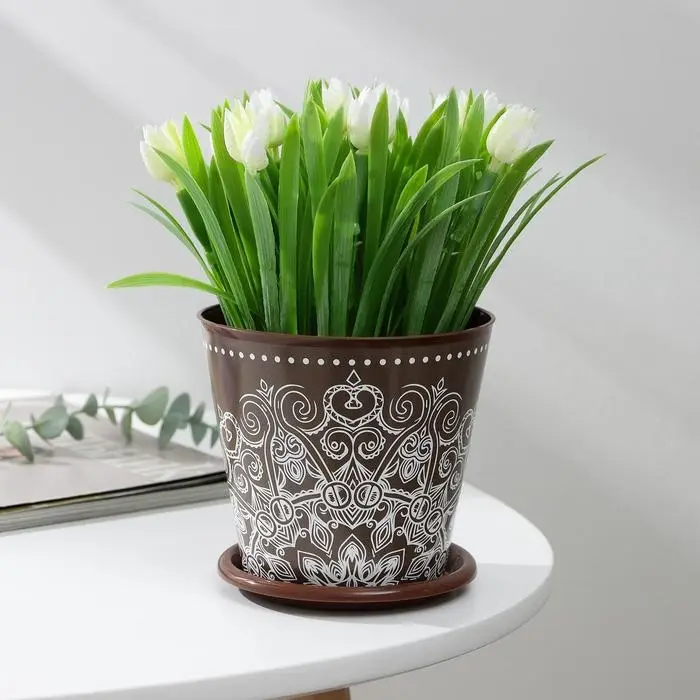 Горшок для цветов Доляна &laquo;Кракле&raquo;, 800 мл, цвет коричневый