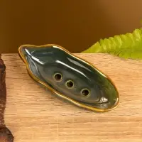 Соусник "Листочек"  керамика, цв. зелёный, 11х4х2,5 см