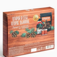 Набор &laquo;Здоровья и благополучия&raquo;: кедровый орех в сосновом сиропе 25 г., бальзам 100 мл., кедрокофе 50 г.