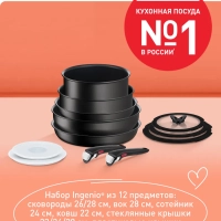 Набор посуды со съемной ручкой Ingenio Exception Noir