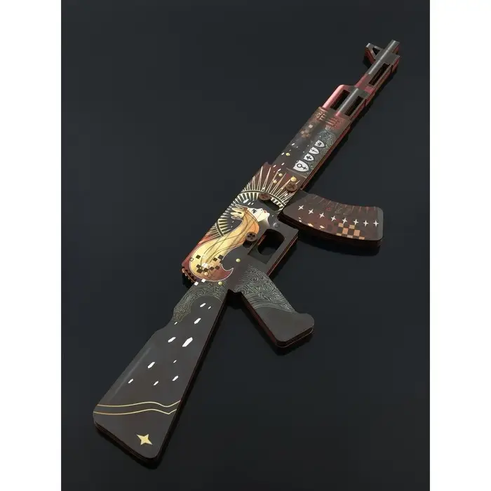 Набор сувенирное оружие &laquo;Красный с золотом&raquo;, автомат, пистолет с глушителем, нож-штык, 3 шт