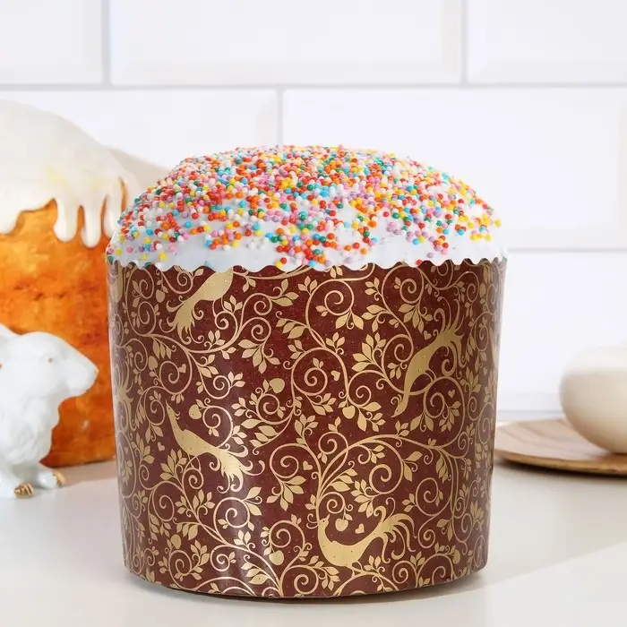 Форма бумажная для кекса, маффинов и кулича "РАЙСКИЙ САД" 124х100мм ( фасовка 1200 шт)