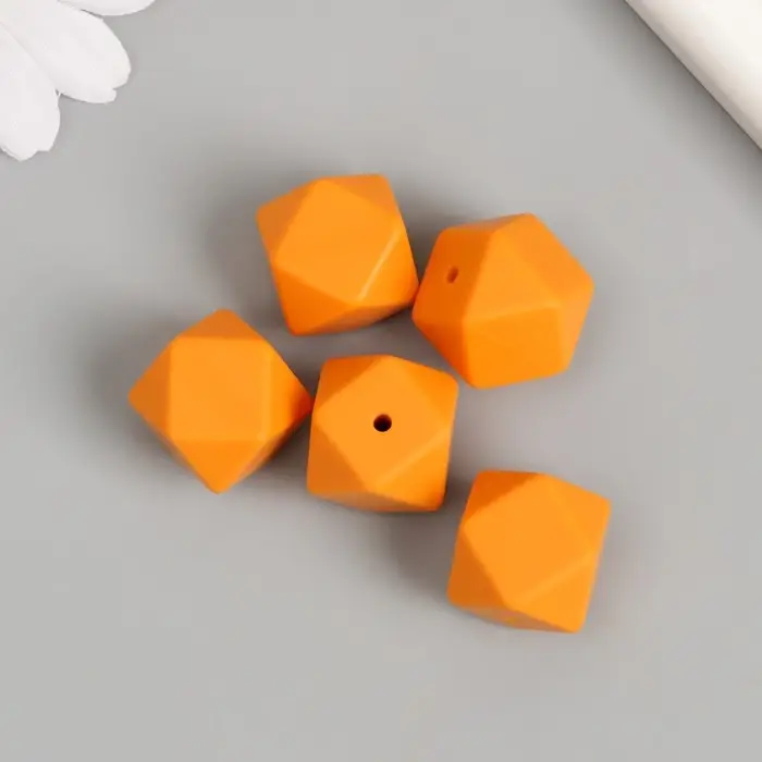 Бусина силикон "Многогранник" медово-жёлтая d=1,7 см