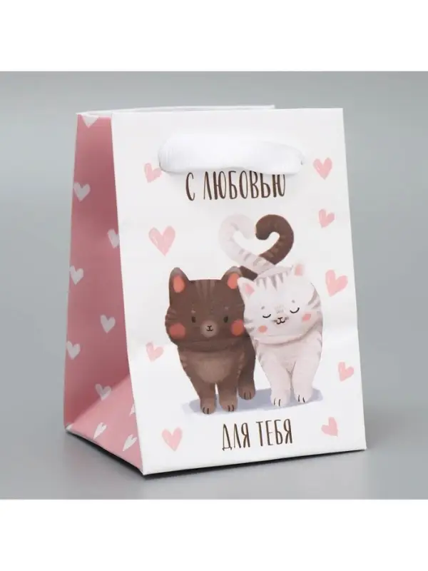 Пакет подарочный ламинированный, упаковка, &laquo;Котики&raquo;, 7&times;10&times;7 см