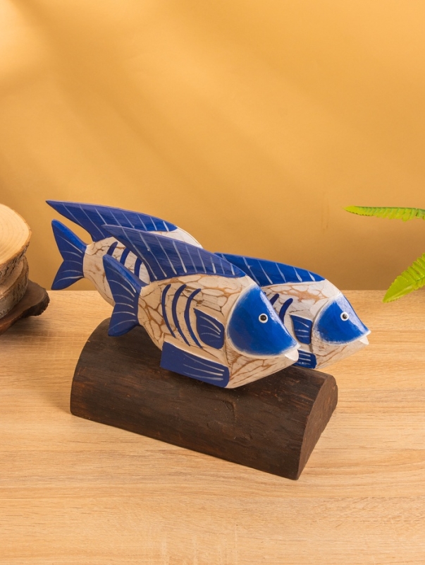 Сувенир &laquo;Экзотические рыбки&raquo;, 30&times;11&times;18 см, дерево, бело-синий