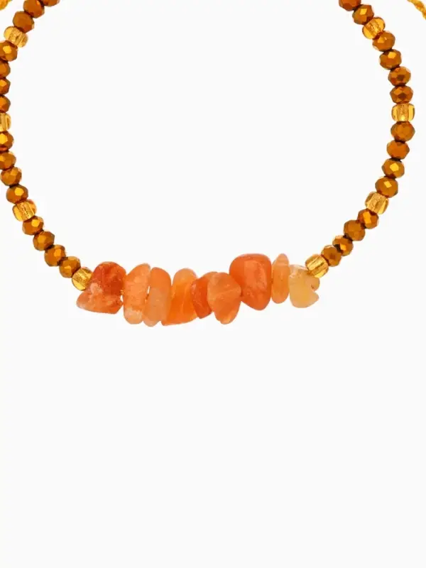 Браслет, длина 16 см, цв. янтарный, золотой